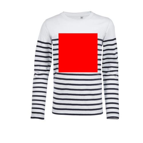 03100 Marinière publicitaire manches longues femme en coton Oeko Tex du S au XXL - Méduse - Impression numérique - A3 pubos Impression numérique (Couleurs max : N/A, Surface max : N/A) - Devant Poitrine (L: 280, H: 280)