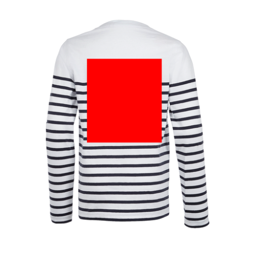03099 Marinière manches longues homme en coton Oeko Tex du S au XXL - Méduse - Broderie marinière - grand format Broderie (Couleurs max : 1, Surface max : N/A) - Dos (L: 250, H: 280)