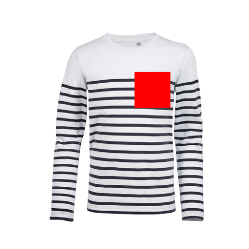 03099 Marinière manches longues homme en coton Oeko Tex du S au XXL - Méduse - Impression numérique - A3 pubos Impression numérique (Couleurs max : N/A, Surface max : N/A) - Devant - côté coeur (L: 70, H: 70)