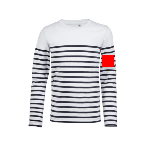 03099 Marinière manches longues homme en coton Oeko Tex du S au XXL - Méduse - Impression numérique - A6 pubos Impression numérique (Couleurs max : N/A, Surface max : N/A) - Manche (L: 70, H: 70)