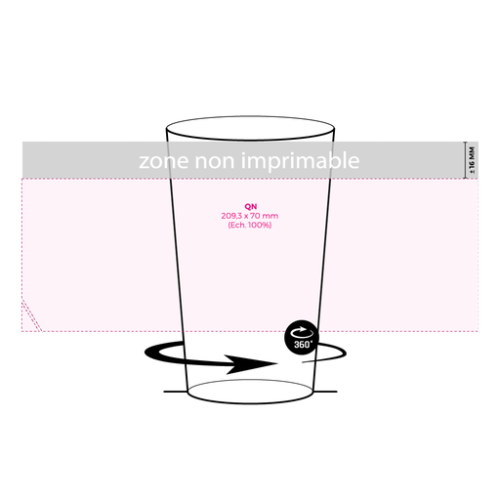 False Gobelet personnalisable 39 cl Recyclable blanc ou transparent avec marquage nominatif possible - Made In France - Beer - Impression numérique 39cl Impression numérique (Couleurs max : 4, Surface max : N/A) - Corps du gobelet (L: 209,3, H: 70)