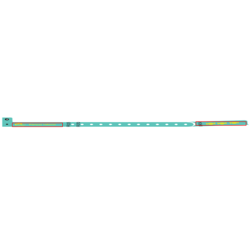 False Bracelets en plastique personnalisés avec onglet détachable, 13 mm, impression 1 couleur - Impression 1 couleur bracelet Impression 1 couleur (Couleurs max : 1, Surface max : N/A) - Recto (L: 100, H: 10)