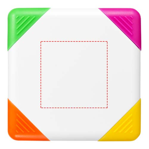 10679101 Surligneur personnalisé carré 4 couleurs Trafalgar - PAD02 Tampographie (Couleurs max : 4, Surface max : 16) - Devant (L: 40, H: 40, D: 0, S: 16) (par défaut)