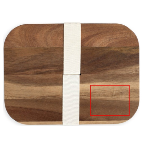 MEN424 Lunch box personnalisable hermétique en Acacia - Laser delta lunch box accacia Laser delta lunch box accacia (Couleurs max : N/A, Surface max : N/A) - Sur le couvercle (L: 60, H: 60)