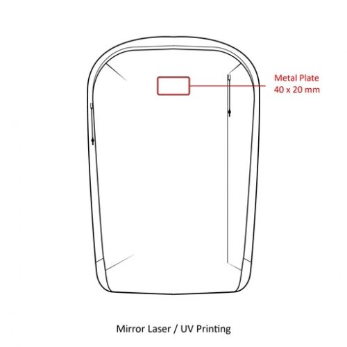 BND931 FRA Sac à dos pour ordinateur personnalisable en RPET certifié Wast2Gear - Gravure laser miroir chili sac BND931 Gravure laser miroir chili sac BND931 (Couleurs max : N/A, Surface max : N/A) - plaque métallique (L: 40, H: 20)