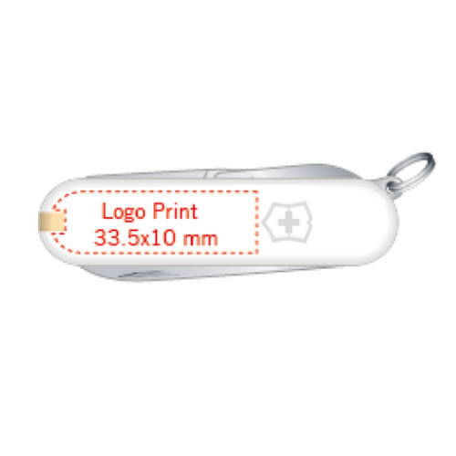 Mountain Lake Couteau suisses personnalisé Victorinox 7 fonctions Classic - Garanti à vie - Tampographie Pubos premium Tampographie Pubos premium (Couleurs max : 1, Surface max : N/A) - Verso (L: 33,5, H: 10)