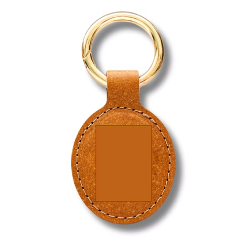 SH 42023100 Porte-clé personnalisable ovale en cuir recyclé Oeko Tex - Made in France - La Fab Riviera - Embossage La fab riviera Embossage (Couleurs max : N/A, Surface max : N/A) - Devant (L: 60, H: 40)