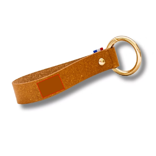 BIBI porte clé personnalisable Bibi en cuir recyclé Oeko Tex - made in france - La Fab Riviera - Embossage La fab riviera Embossage (Couleurs max : N/A, Surface max : N/A) - Devant (L: 60, H: 40)