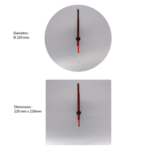 False Horloge murale personnalisable en aluminium - Olinka - Impression numérique Anda Impression numérique (Couleurs max : 4, Surface max : N/A) - Toute la surface (selon le modèle)