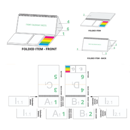 CAL002 Calendrier chevalet personnalisable avec bloc-notes - Mini 250 pcs - Persoinclusefullcolor Impression numérique incluse (Couleurs max : N/A, Surface max : N/A) - Couverture, Calendrier, feuilles