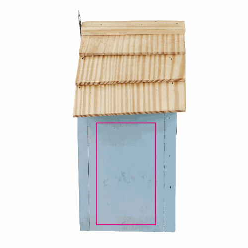 LT94509 Nichoir personnalisable en bois Colibri - Gravure laser toppoint Gravure laser (Couleurs max : N/A, Surface max : N/A) - Côté gauche (L: 70, H: 121)