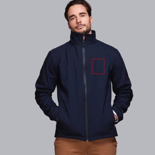 BELLECOMBE Blouson personnalisé softshell Homme en polyester recyclé Made in France BELLECOMBE - XS au 2XL - broderie poitrine pubos walomo cartman Broderie (Couleurs max : N/A, Surface max : 8 x 10 cm) - Coeur (L: 80, H: 100)