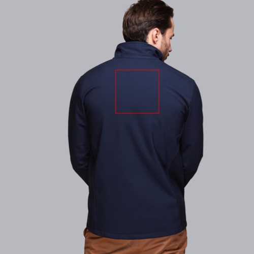 BELLECOMBE Blouson personnalisé softshell Homme en polyester recyclé Made in France BELLECOMBE - XS au 2XL - broderie dos pubos walomo cartman Broderie (Couleurs max : N/A, Surface max : 15 x 15 cm) - Dans le dos (L: 150, H: 150, S: 225.0)