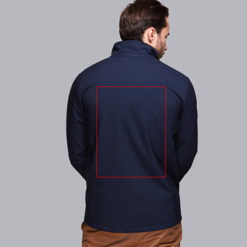 BELLECOMBE Blouson personnalisé softshell Homme en polyester recyclé Made in France BELLECOMBE - XS au 2XL - SerigraphiePubosCouleurTshirt Sérigraphie (Couleurs max : N/A, Surface max : 35 x 42 cm) - Verso (L: 350, H: 420)