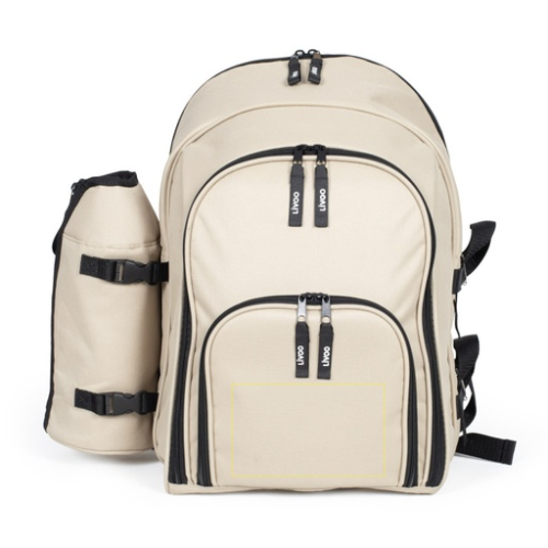 SE970C Sac à dos pique-nique personnalisable isotherme 4 personnes en polyester 600D avec porte-bouteille - Balade - Transfert DTF sac pique nique delta Transfert DTF (Couleurs max : 4, Surface max : N/A) - Face avant (L: 70, H: 70)