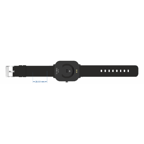 TLSM01PH2 Montre connectée marquage inclus - Logo numérique 300 pièces - TELEFUNKEN® - Gravure incluse Gravure (Couleurs max : N/A, Surface max : N/A) - Bracelet verso (L: 28,69, H: 11)