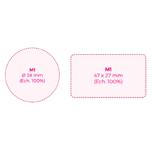 MAG511 Magnet personnalisé - Aimant surpuissant Fixi - Sérigraphie magnet fixi Sérigraphie (Couleurs max : 4, Surface max : N/A) - Recto (S: 38 ou 42 x 27mm)