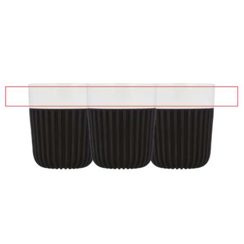 LT57011 Tasse personnalisable en porcelaine fine premium avec manchon en silicone 280 ml Fjord - Gravure laser Toppoint fjord Gravure laser (Couleurs max : 1, Surface max : N/A) - Tout autour (L: 275, H: 23)