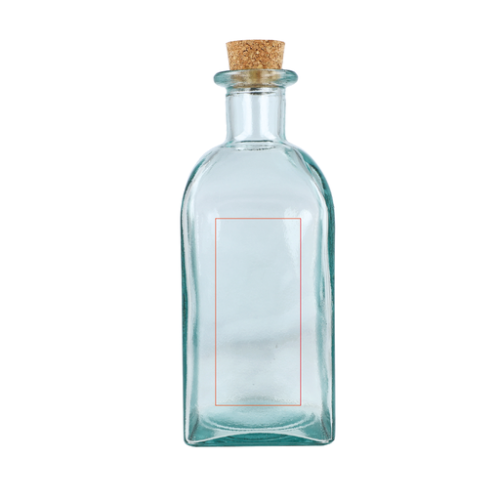 LT57016 Bouteille en verre personnalisable recyclé avec bouchon en liège 1L Made in europe Square Reuuz - Impression numérique DPN2 Impression numérique (Couleurs max : 4, Surface max : N/A) - 2eme face (L: 50, H: 110)