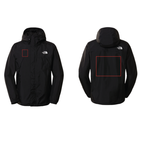 SKU-197641080888 Veste personnalisée The North Face - S à 2XL - Homme - Antora - Broderie pubos 2026 Broderie (Couleurs max : N/A, Surface max : 500 cm2) - Poitrine + dos (S: 80 x 100 mm et 250 x 200 mm)