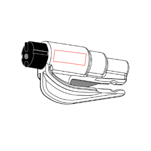 RESQME Porte-clés de survie personnalisé RESQME® coupe ceinture et brise vitre breveté - Tampographie RESQME Tampographie (Couleurs max : 2, Surface max : N/A) - Sur le côté (L: 22, H: 8)