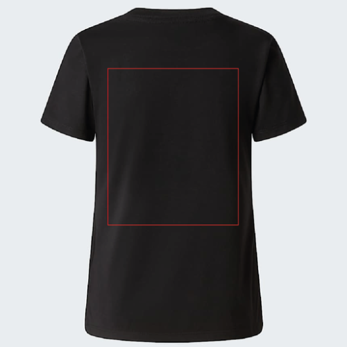 SKU-198266100982 T-shirt personnalisé The North Face - XS à 2XL - Femme - Evolution Simple Dome Regular - Sérigraphie Pubos couleur 2026 Sérigraphie (Couleurs max : 4, Surface max : N/A) - Dos (L: 350, H: 420)