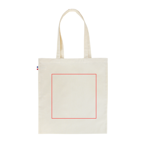 François Tote-bag personnalisable 150gr/m2 en 100% coton Oeko-tex confection et marquage en france François - Sérigraphie Bonjour François Sérigraphie (Couleurs max : 1, Surface max : N/A) - Recto (L: 280, H: 280)