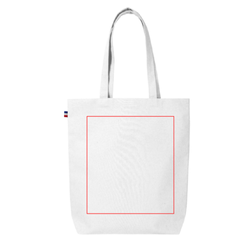 JACQUES sac cabas publicitaire avec soufflet de fond en coton tissé 240g/m2 100% français Jacques - Sérigraphie Bonjour François Sérigraphie (Couleurs max : 1, Surface max : N/A) - Recto (L: 280, H: 250)