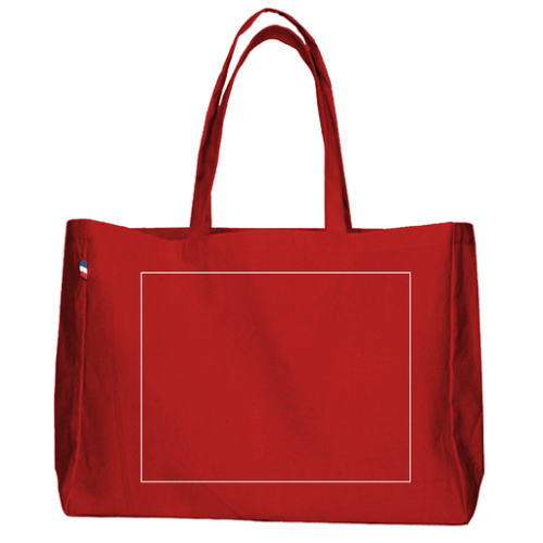 PIERRE Sac cabas publicitaire Avec soufflet total en coton tissé 240 g/m2 100% Français - Pierre - Sérigraphie Bonjour François Sérigraphie (Couleurs max : 1, Surface max : N/A) - Recto (L: 280, H: 250)