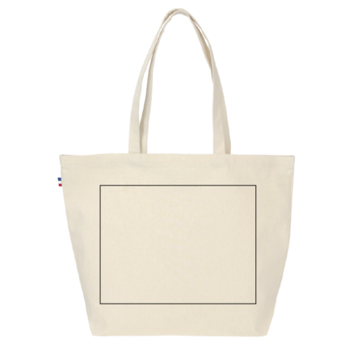 CELINE Sac de plage publicitaire avec soufflet de fond en coton tissé 240g/m2 100% français Céline - Sérigraphie Bonjour François Sérigraphie (Couleurs max : 1, Surface max : N/A) - Recto (L: 280, H: 250)