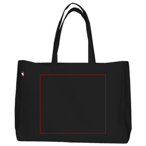 THOMAS Sac cabas publicitaire Avec soufflet total en coton tissé 240 g/m2 confection et marquage France - Thomas - Sérigraphie Bonjour François Sérigraphie (Couleurs max : 1, Surface max : N/A) - Recto (L: 280, H: 250)