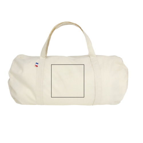 MAE Sac de sport personnalisable en coton 240g/m2 confectionnée et marquage France Maé - Sérigraphie Bonjour François Sérigraphie (Couleurs max : 1, Surface max : N/A) - Recto (L: 280, H: 250)
