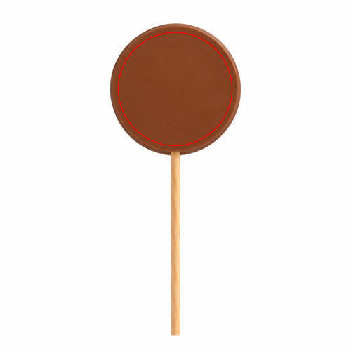 0448 Sucette publicitaire plate chocopop - Embossage sucette choco Embossage (Couleurs max : 1, Surface max : N/A) - Sur la sucette (L: 78, H: 78)