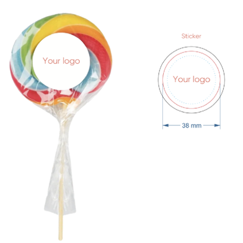 0363 Sucette personnalisable Rainbow - Impression numérique slodkie lolly ball Impression numérique (Couleurs max : 4, Surface max : N/A) - étiquette (D: 38)