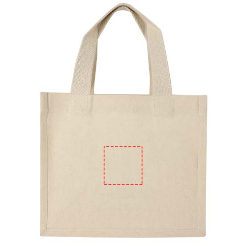 12078706 Sac shopping personnalisable à soufflet en coton recyclé de 9&nbsp;L et 220&nbsp;g/m² certifié GRS Odessa - EMBF02 Broderie fixe (Couleurs max : 12, Surface max : 36) - A l'arrière (L: 60, H: 60, D: 0, S: 36)