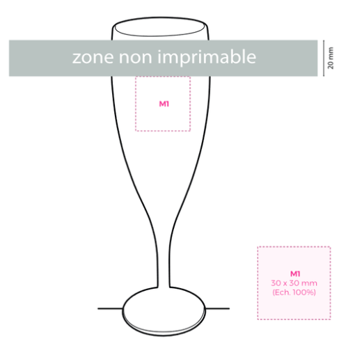 picup14t Flûte à champagne personnalisable en tritan 14cl - Fabrication Française - Sérigraphie flute a champagne PICUP14T Sérigraphie (Couleurs max : 1, Surface max : N/A) - Devant en haut (S: 30 x 30 mm)