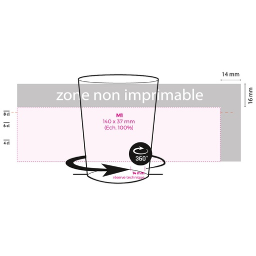 picup12bio Gobelet réutilisable personnalisé Recyclable 12cl BIO - 100% Fabrication Française - Sérigraphie passo picup12bio Sérigraphie (Couleurs max : N/A, Surface max : 140 x 37 mm) - Autour 360° (S: 140 x 37 mm) (par défaut)