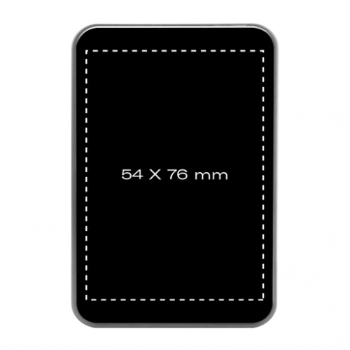 P23 Batterie externe personnalisable Magmetal 5000 ou 10000 mAh avec logo lumineux - Logo lumineux quadri SCX design Logo lumineux quadri (Couleurs max : 4, Surface max : N/A) - Recto (L: 76, H: 54)
