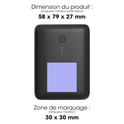 False Powerbank personnalisable ultra slim avec logo retro-éclairé 10 000 MAH - RAITO - Gravure laser Akashi gift Gravure laser (Couleurs max : 1, Surface max : N/A) - Devant (L: 30, H: 30)
