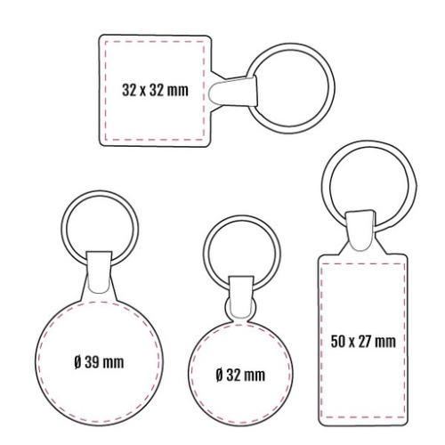 P61-1 Porte-clés personnalisé 100% Français - 4 formes au choix - sérigraphie Passot P61 Sérigraphie (Couleurs max : N/A, Surface max : 50 x 27 mm) - Recto (L: en fonction du motif choisie)