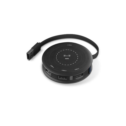 H16 Chargeur induction personnalisable et Hub USB 2.0 (X4) - Gravure lumineuse incluse - gravure laser incluse gravure laser incluse (Couleurs max : N/A, Surface max : N/A) - Sur le dessus (D: 32)