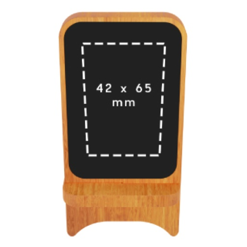W16 Support Wood induction personnalisé 10W eco - Gravure lumineuse incluse - gravure laser incluse Gravure (Couleurs max : N/A, Surface max : N/A) - Face avant W16 (L: 65, H: 42)