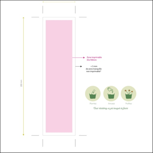IDG14D Marque-page personnalisé papier ensemencé 55x200 mm - Persoinclusefullcolor Impression numérique incluse (Couleurs max : N/A, Surface max : N/A) - Recto (L: 45, H: 190)