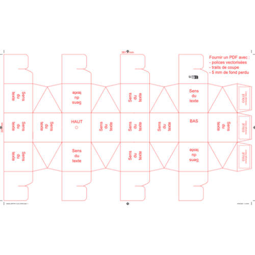 BN7511P Boule de noël personnalisable 11 cm - 15 carrés - Persoinclusefullcolor Impression numérique incluse (Couleurs max : N/A, Surface max : N/A) - Patron de la boule 11cm (L: 225, H: 381,5)