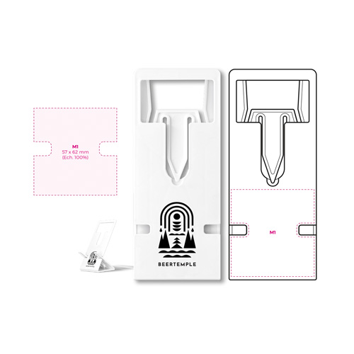 STP718 Support de téléphone personnalisable repliable extra-plat - Fabrication Française - Sérigraphie support téléphone Sérigraphie support téléphone (Couleurs max : 1, Surface max : N/A) - Devant (L: 57, H: 62)