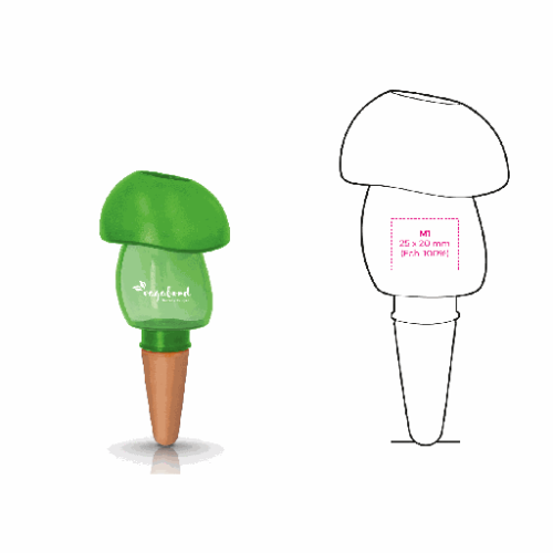 BD1984 Arroseur autonome écologique personnalisable Champignon - Sérigraphie champignon arroseur Sérigraphie champignon arroseur (Couleurs max : 4, Surface max : N/A) - Devant (L: 25, H: 20)