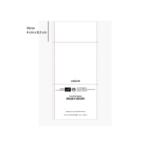 Boite20lebeauthe Coffret de 20 sachets de thé personnalisés - Le Beau Thé - Impression numérique sachet thé Impression numérique sachet thé (Couleurs max : 4, Surface max : N/A) - Verso (L: 4, H: 8,3)
