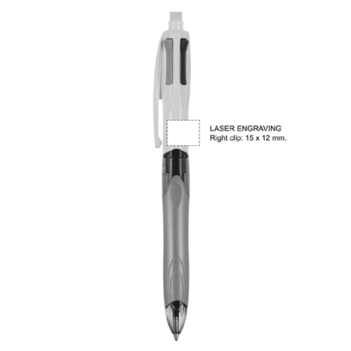 3460001099 Stylo BIC® personnalisé 3 couleurs + 1 porte-mine HB - Gravure bic couleur supplémentaire Gravure bic couleur supplémentaire (Couleurs max : 1, Surface max : N/A) - Capuchon à la droite du clip (L: 15, H: 12)