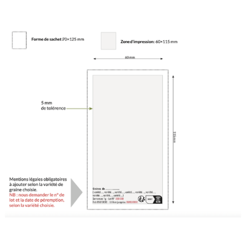 IDG08B Sachet kraft personnalisable - graines exotiques - Impression numérique Idée nature Impression numérique Idée nature (Couleurs max : 4, Surface max : N/A) - Sachet (L: 60, H: 115)